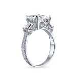 Classic 3CT Princess Cut CZ Solitaire Ring with Baguette Accents .925 Sterling Silver - Image 2