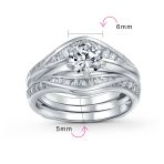 1.5CT Solitaire CZ Baguette Band Statement Bridal Ring Set - Image 4