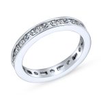 Minimalist Thin Pave Silver Ring: Stackable Eternity Wedding Band Sterling - Image 2