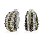 Bali Caviar Beading Crystal Half Hoop Clip-On Earrings Gold