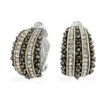 Bali Caviar Beading Crystal Half Hoop Clip-On Earrings Gold
