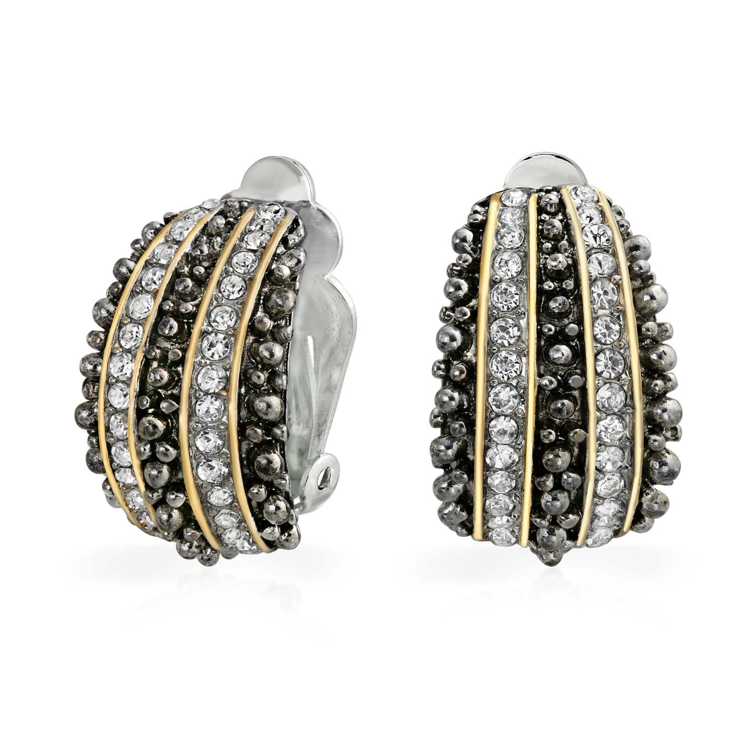 bali-beaded-caviar-two-tone-crystal-half-hoop-clip-on-earrings-lm-e1400-ce-az_1 Bali Caviar Beading Crystal Half Hoop Clip-On Earrings Gold - Image 1