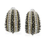 Bali Caviar Beading Crystal Half Hoop Clip-On Earrings Gold - Image 2