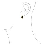 GreenJade Cable Edge Oval Gemstone Drop Earrings Gold Plated .925 Silver - Image 8