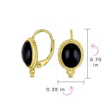 GreenJade Cable Edge Oval Gemstone Drop Earrings Gold Plated .925 Silver - Image 11