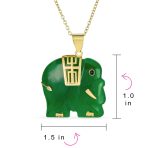 Bali Tribal Green Jade Elephant Pendant Necklace 14K Gold - Image 7