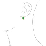 GreenJade Cable Edge Oval Gemstone Drop Earrings Gold Plated .925 Silver - Image 7