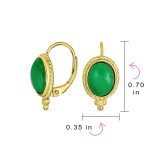GreenJade Cable Edge Oval Gemstone Drop Earrings Gold Plated .925 Silver - Image 10