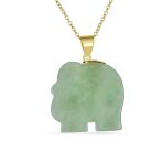 Bali Tribal Green Jade Elephant Pendant Necklace 14K Gold - Image 4