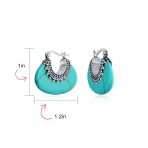 Oval Half Crescent Lapis Lazuli Stabilized Turquoise Black Onyx Hoop Earrings - Image 10
