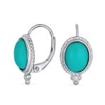 GreenJade Cable Edge Oval Gemstone Drop Earrings Gold Plated .925 Silver - Image 3