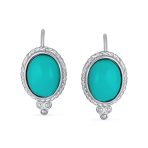 GreenJade Cable Edge Oval Gemstone Drop Earrings Gold Plated .925 Silver - Image 6
