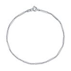 Simple Ball Dot & Dash Anklet Ankle Bracelet Gold Plated Silver 9-10 Inch