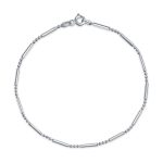 Simple Ball Dot & Dash Anklet Ankle Bracelet Gold Plated Silver 9-10 Inch
