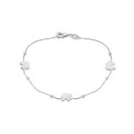 Delicate Elephant Bracelet with Lucky Animal Charms and Beads Silver 7.5 Inch