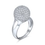 Fancy Cocktail Statement Ring with CZ Pave Disco Ball & Split Shank Band Silver - Image 3