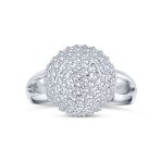 Fancy Cocktail Statement Ring with CZ Pave Disco Ball & Split Shank Band Silver