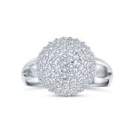 Fancy Cocktail Statement Ring with CZ Pave Disco Ball & Split Shank Band Silver