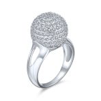 Fancy Cocktail Statement Ring with CZ Pave Disco Ball & Split Shank Band Silver - Image 2