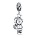 Set of 2 Cheerleader & Soccer Player Dangle Charm Bead Sterling Silver - Image 6