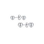 Set of Two Minimalist Drop Ball Earrings in Sterling Silver 2-10 MM Sizes