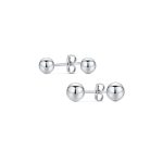 Set of Two Minimalist Drop Ball Earrings in Sterling Silver 2-10 MM Sizes