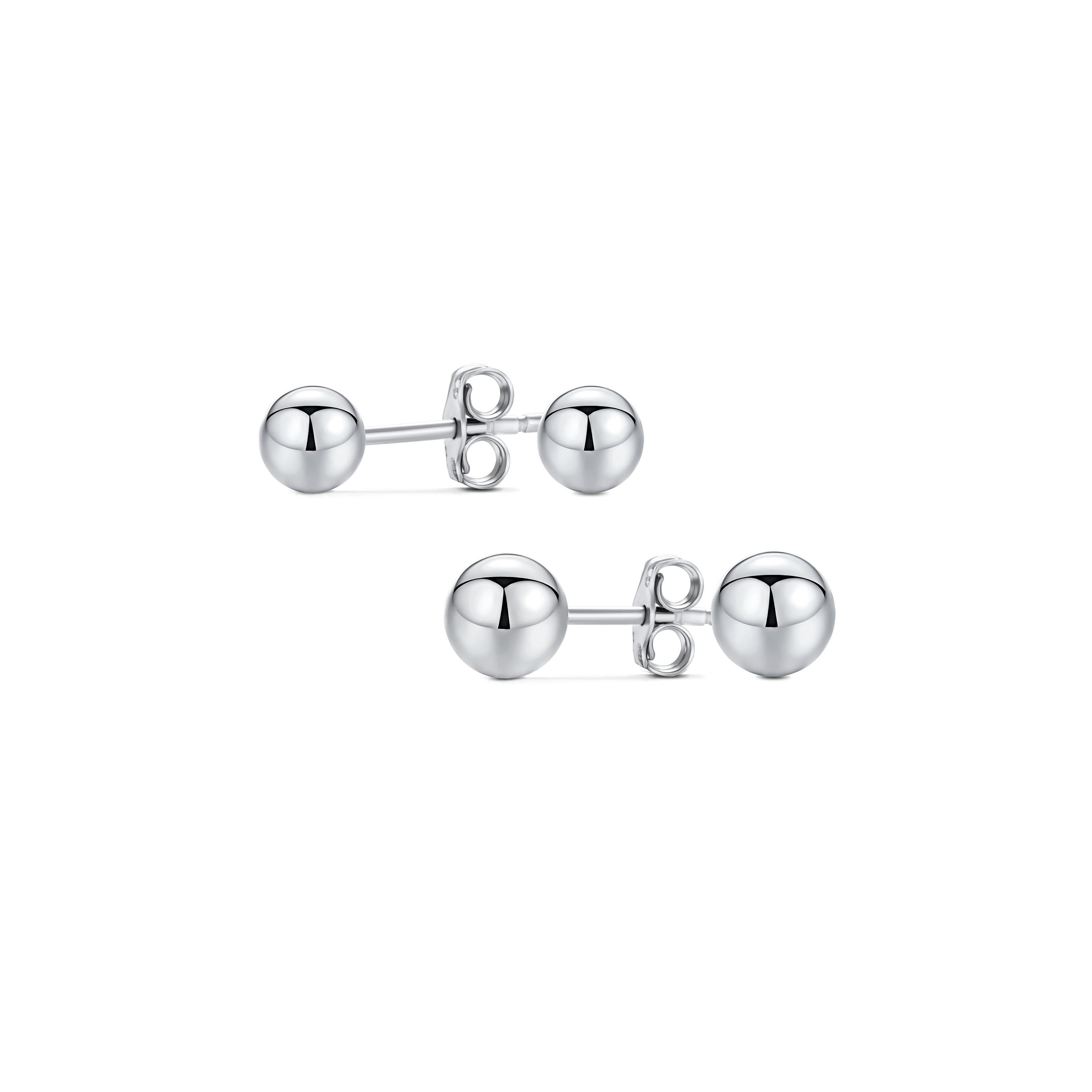 ball-stud-bead-silver-earrings-m1282-5-az-m1282-5-6-set-az Set of Two Minimalist Drop Ball Earrings in Sterling Silver 2-10 MM Sizes - Image 1