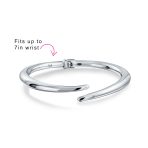 Modern Bypass Pointed Tip Bangle Bracelet .925 Sterling Silver Lightweight Hinge Closure 7.5-8 Inch - Image 3