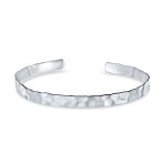 Medium Textured Honeycomb Stackable Hammered Cuff Bracelet Matte Sterling Silver