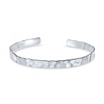 Medium Textured Honeycomb Stackable Hammered Cuff Bracelet Matte Sterling Silver