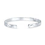 Medium Textured Honeycomb Stackable Hammered Cuff Bracelet Matte Sterling Silver - Image 2