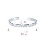 Medium Textured Honeycomb Stackable Hammered Cuff Bracelet Matte Sterling Silver - Image 4