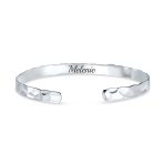 Medium Textured Honeycomb Stackable Hammered Cuff Bracelet Matte Sterling Silver - Image 5