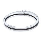 Biker Handcuff Bracelet Bangle Black Inlay Stainless Steel - Image 4