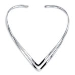 Simple Double V Shape Choker Necklace Statement Collar