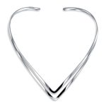 Simple Double V Shape Choker Necklace Statement Collar