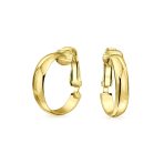 Classic Basic Clip On Hoop Earrings Gold Plated Sterling Silver .75 Diameter - Image 2