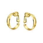 Classic Basic Clip On Hoop Earrings Gold Plated Sterling Silver .75 Diameter - Image 4