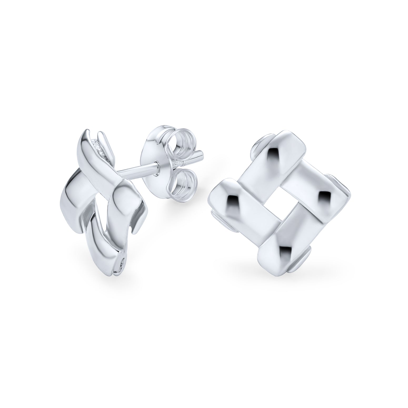 basket-square-weave-stud-earrings_appl-y52531-az_1 Modern Simple Geometric Square Open Basket Weave Stud Earrings Plain Sterling Silver - Image 1