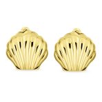 Carved Seashell Nautical Clip-On Earrings 14K Gold Plated Sterling Silver - Image 4