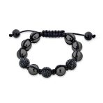 Black Navy Blue Gold Bead Pave Crystal Ball Strand Bracelet - Image 12