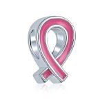 SET OF 3 Pink Ribbon Breast Cancer Survivor Charm Bead - Sterling Silver Jewelry - Image 2