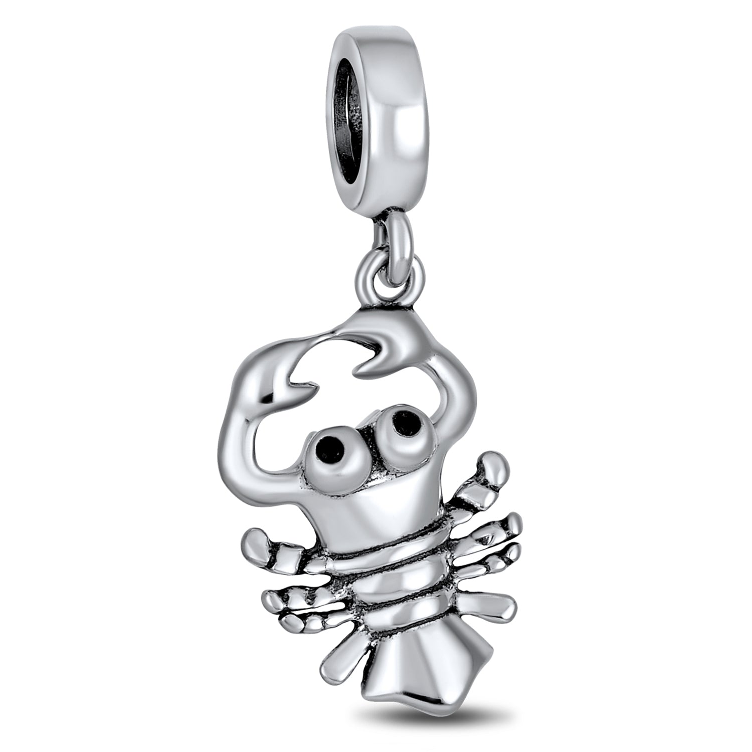 bead-charm-silver-lobster-nautical_pbx-hts-008 Nautical Lobster Dangle Charm Bead Sterling Silver for European Bracelets - Image 1