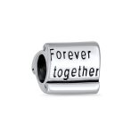Valentine Lover Words Forever Together Charm Bead For .925 Sterling Silver Fits European Bracelet