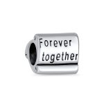 Valentine Lover Words Forever Together Charm Bead For .925 Sterling Silver Fits European Bracelet