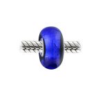 Set of 2 Navy Blue Foil Murano Glass Glass Charm Bead with Sterling Silver Core - Image 2