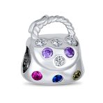 Fashion Multicolor CZ Clutch Purse Charm Bead Gold Plated Silver Bracelet