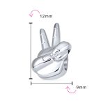Set of 2 Peace & Good Luck Hand Sign Fingers Crossed Charm Bead Sterling Silver - Image 4