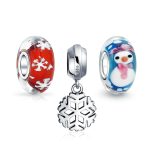 Bell Holly Wreath Silver Christmas Charm Bead