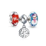 Bell Holly Wreath Silver Christmas Charm Bead - Image 2